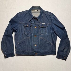 WRANGLER 70s Vintage No Fault Denims Men's Dark Blue Denim Jacket Made in USA L?